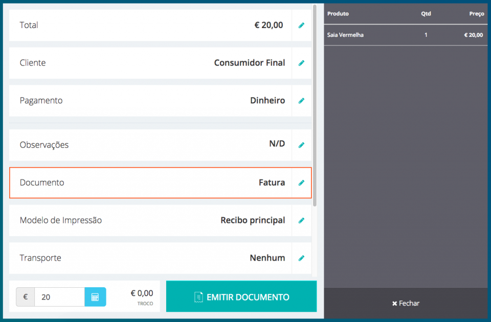 Alterar Documento no POS