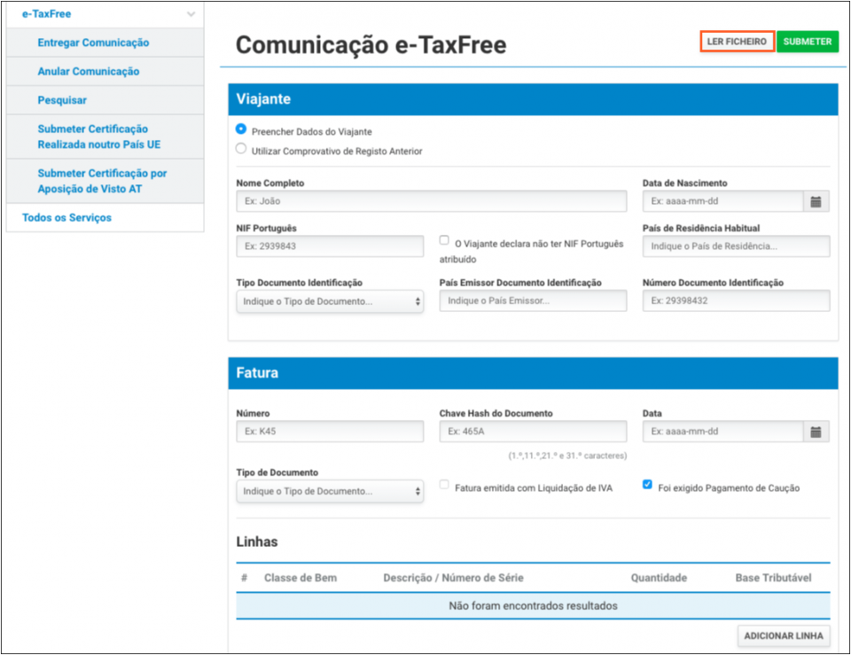 Submeter no Portal das Finanças