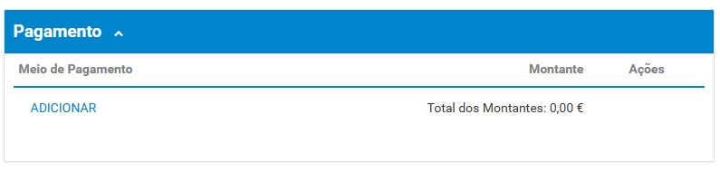Emissão de Faturas e Recibo Faturas - Adicionar meio de pagamento