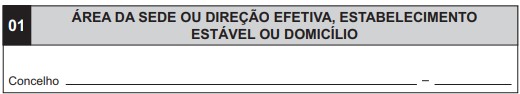 Área da sede - Declaração de Ínicio de Atividade