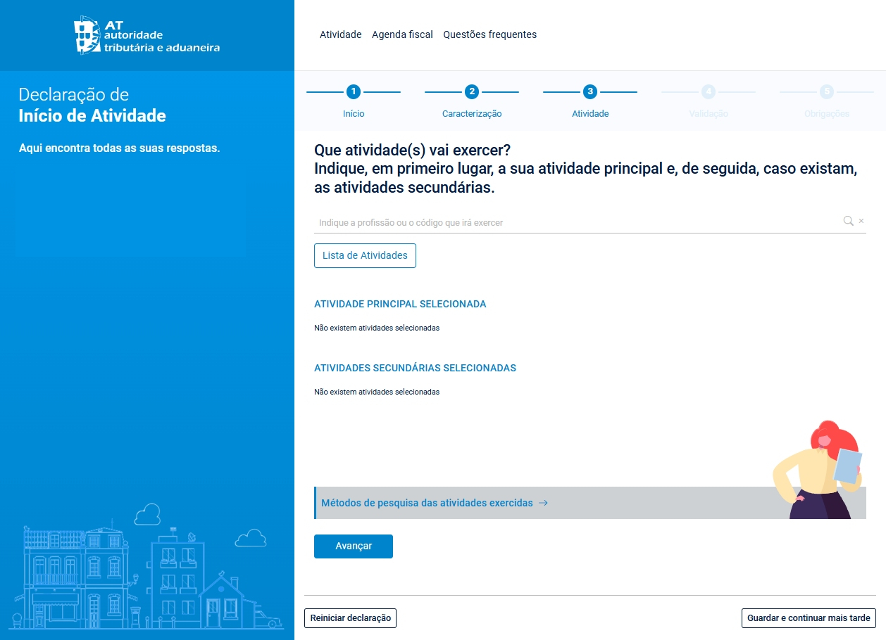 Nome da atividade a exercer - Declaração de Ínicio de Atividade