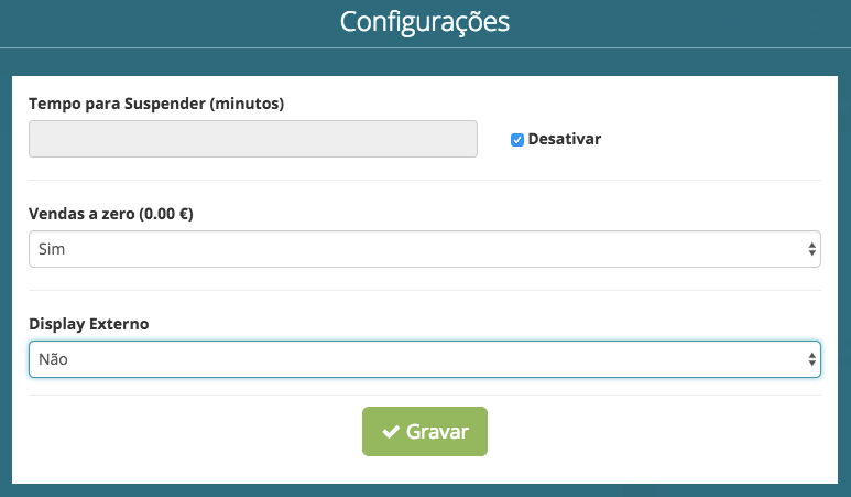 Definir Tempo de Suspensão