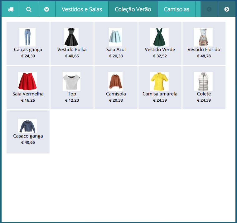 Organização dos Produtos no POS