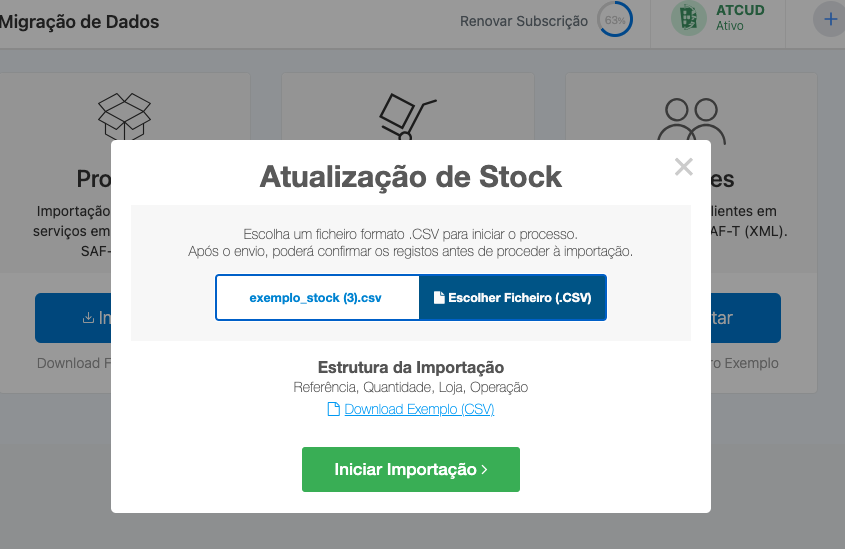 Atualizar Stock via CSV - Cegid Vendus