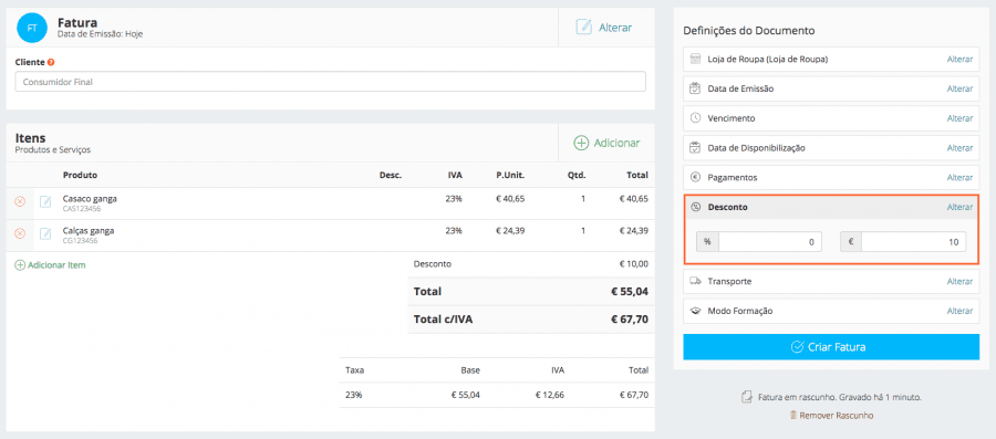 Desconto Total Backoffice