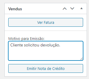 Nota de Crédito - Woocommerce