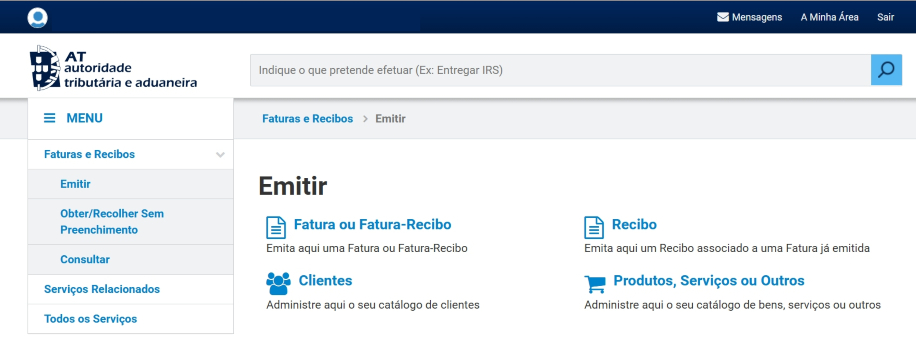 Emitir Produtos e Serviços