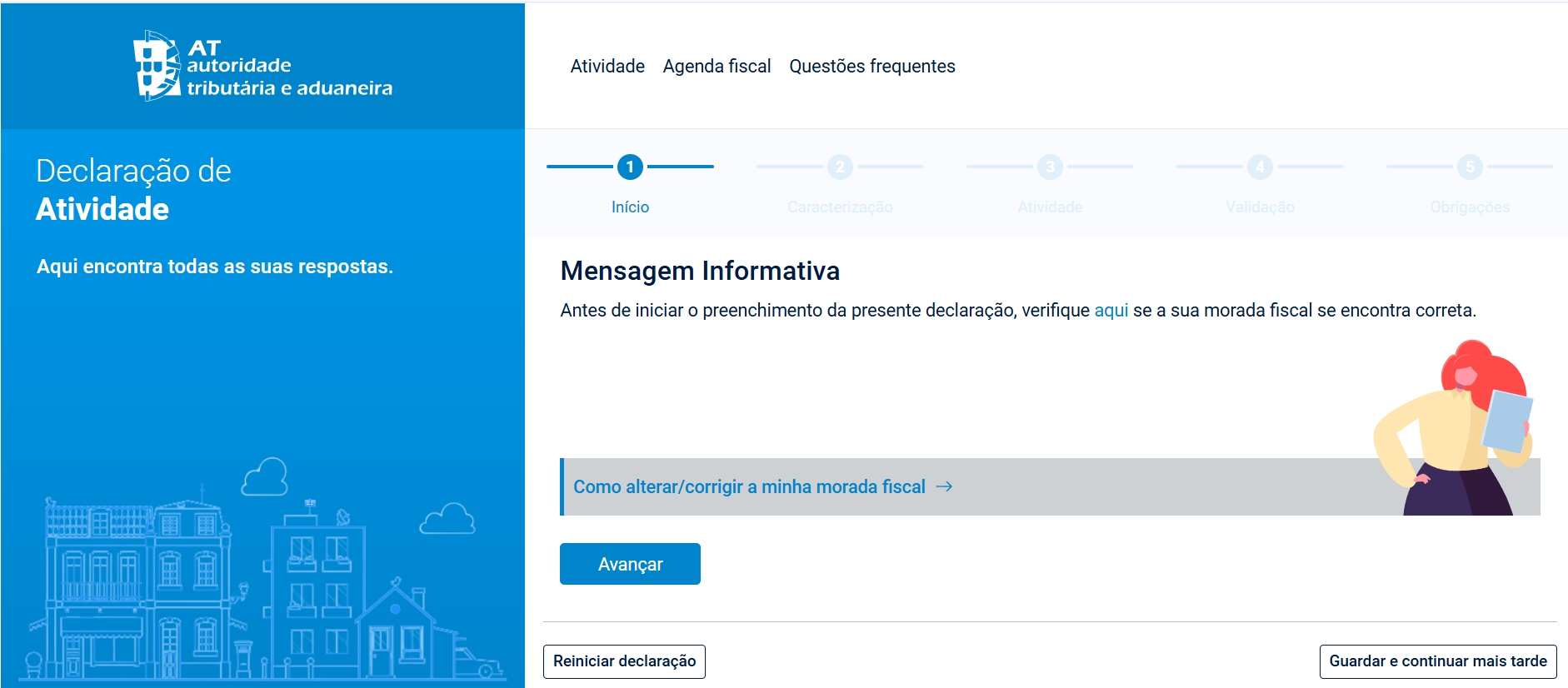 Morada Fiscal - Declaração Ínicio de Atividade