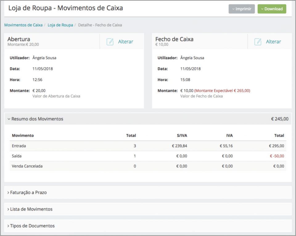 Consultar os Movimentos de Caixa