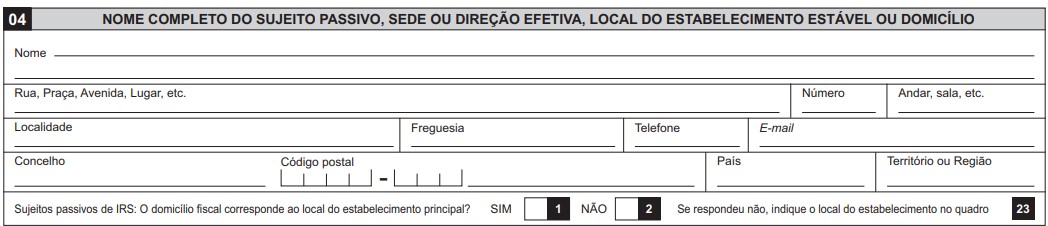 Nome, Sede e Local da atividade - Declaração de Ínicio de Atividade