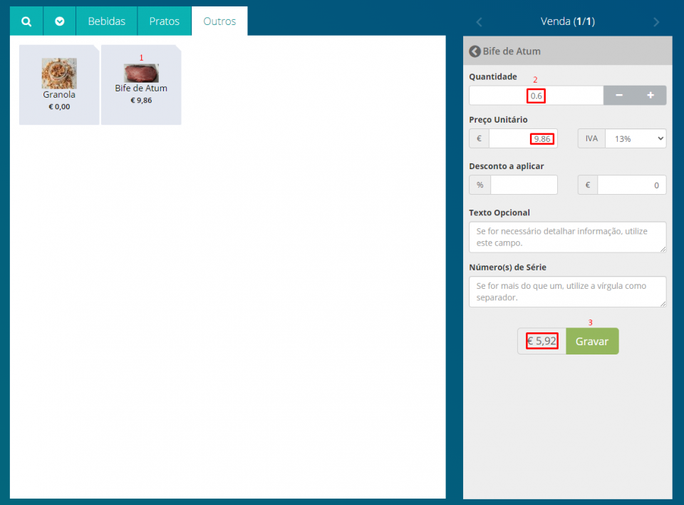 Mudar quantidade no POS