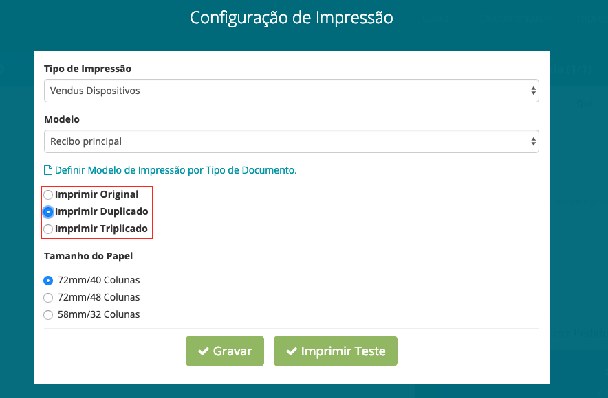 Ativar Duplicado/Triplicado no POS