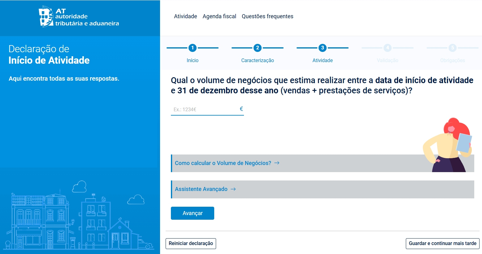 Volume de Negócios - Declaração de Ínicio de Atividade
