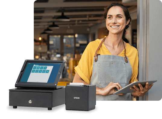 Mulher a utilizar o Vendus em negócios de restauração