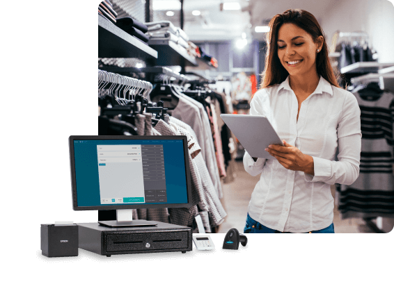 Mulher a utilizar o Vendus em negócios de retalho